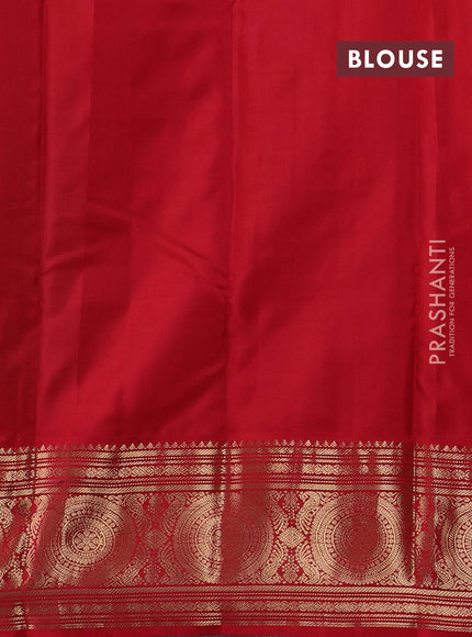 Teal Green & Red Pure Kanchipuram Silk - Buttas