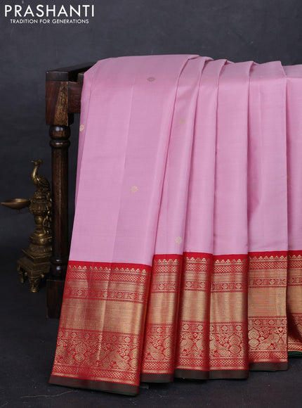 Peach Pink & Maroon Pure Kanchipuram Silk - Buttas