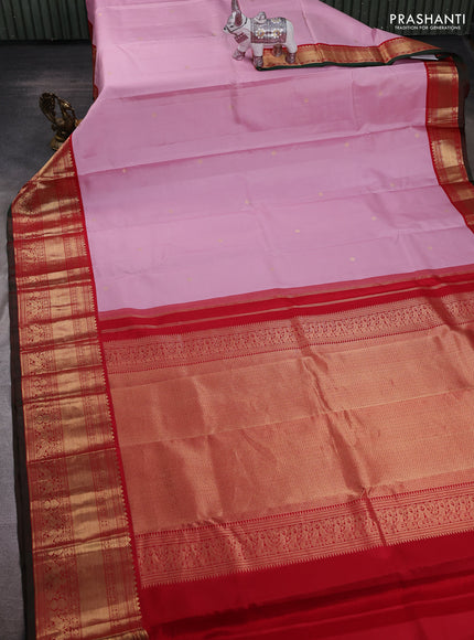 Peach Pink & Maroon Pure Kanchipuram Silk - Buttas