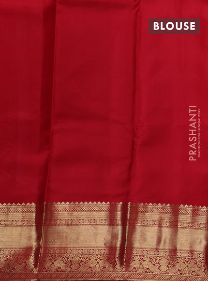 Peach Pink & Maroon Pure Kanchipuram Silk - Buttas