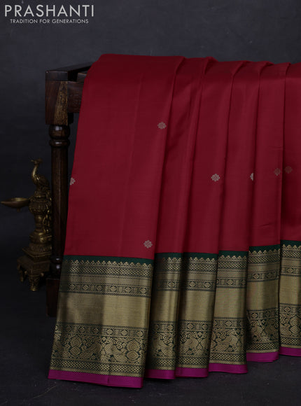 Red & Green Pure Kanchipuram Silk - Buttas