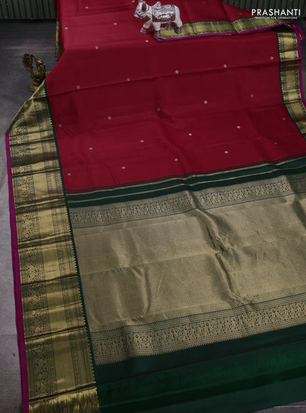 Red & Green Pure Kanchipuram Silk - Buttas