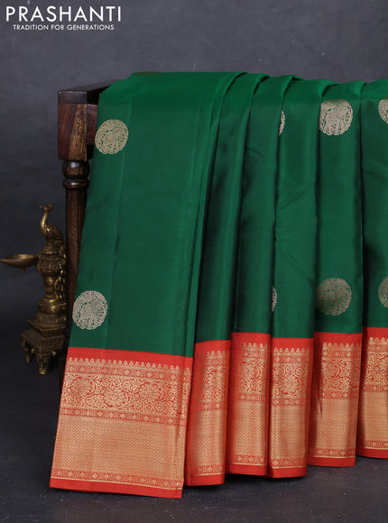 Green & Rust Pure Kanchipuram Silk - Buttas