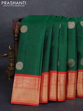 Green & Rust Pure Kanchipuram Silk - Buttas