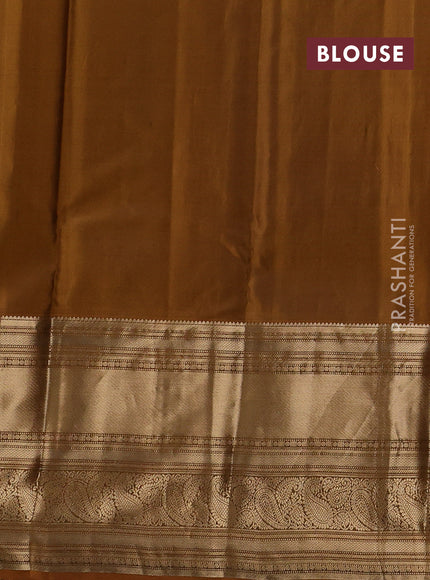 Green & Mustard Yellow Pure Kanchipuram Silk - Buttas