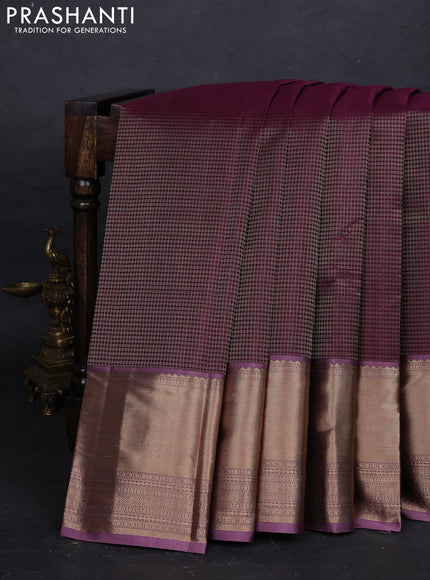 Wine & Pastel Purple Pure Kanchipuram Silk - Buttas