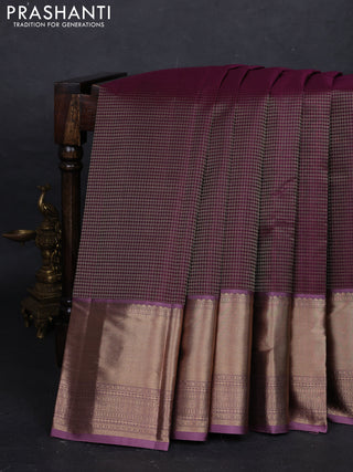 Wine & Pastel Purple Pure Kanchipuram Silk - Buttas