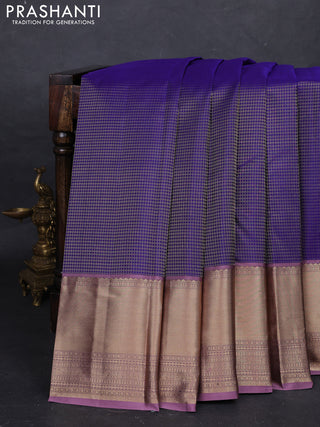 Violet & Mauve Pink Pure Kanchipuram Silk - Buttas