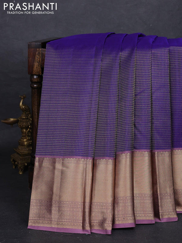 Violet & Mauve Pink Pure Kanchipuram Silk - Buttas