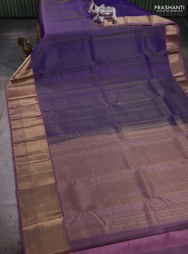 Violet & Mauve Pink Pure Kanchipuram Silk - Buttas