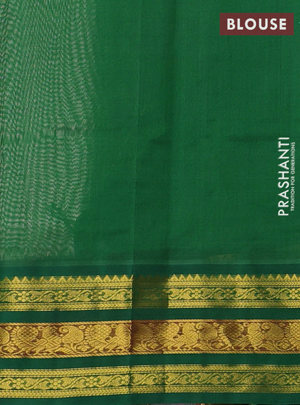 Cream & Green Silk Cotton Saree - Korvai