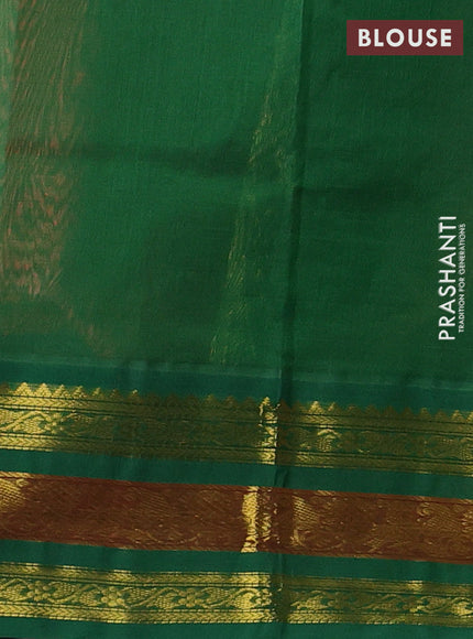 Orange & Green Silk Cotton Saree - Korvai