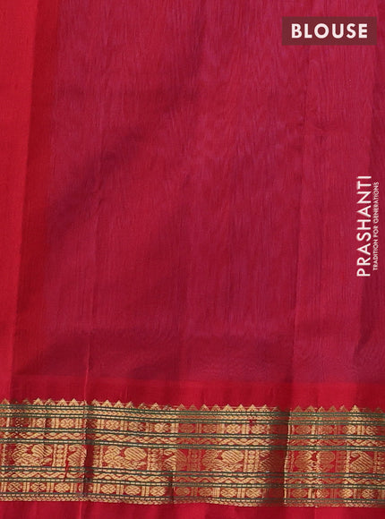 Lavender & Red Silk Cotton Saree - Korvai