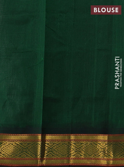 Off White & Green Silk Cotton Korvai - Checks