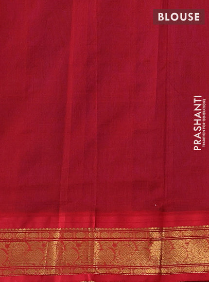 Blue & Red Silk Cotton Saree - Korvai