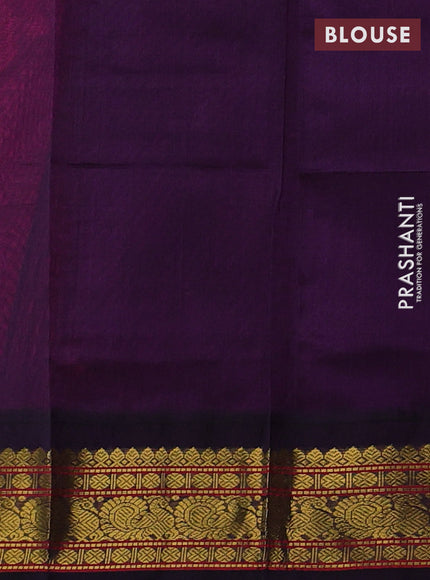 Candy Pink & Purple Silk Cotton Korvai - Checks