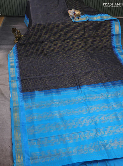 Black & Cs Blue Silk Cotton Korvai - Laksha Deepam