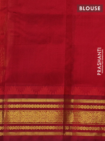 Pale Yellow & Maroon Silk Cotton Korvai - Checks