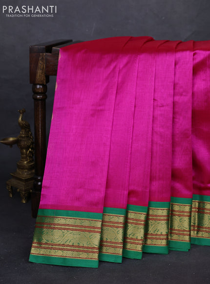 Pink & Green Silk Cotton Korvai - Buttas