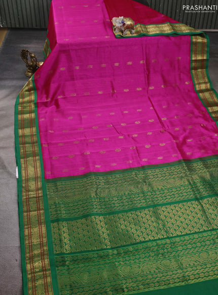 Pink & Green Silk Cotton Korvai - Buttas