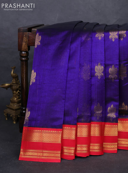 Violet & Red Silk Cotton Korvai - Buttas