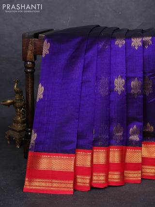 Violet & Red Silk Cotton Korvai - Buttas