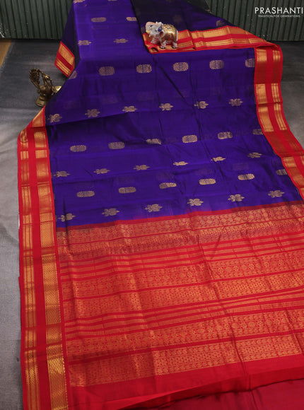 Violet & Red Silk Cotton Korvai - Buttas