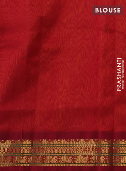 Orange & Maroon Silk Cotton Saree - Korvai