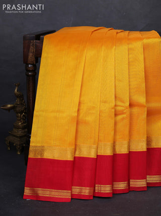 Yellow & Red Silk Cotton Saree - Kuppadam