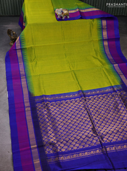 Green & Blue Silk Cotton Saree - Kuppadam