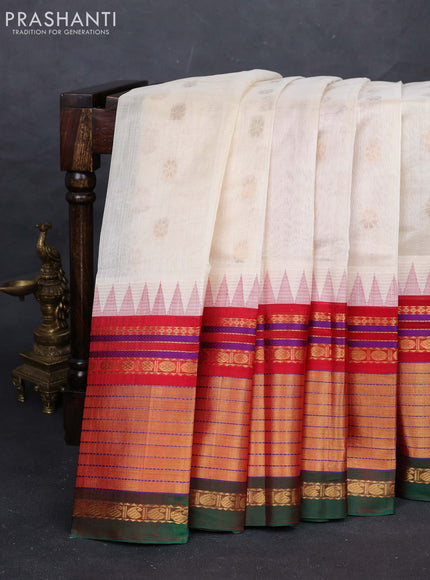 Cream Silk Cotton Kuppadam - Ganga Jamuna