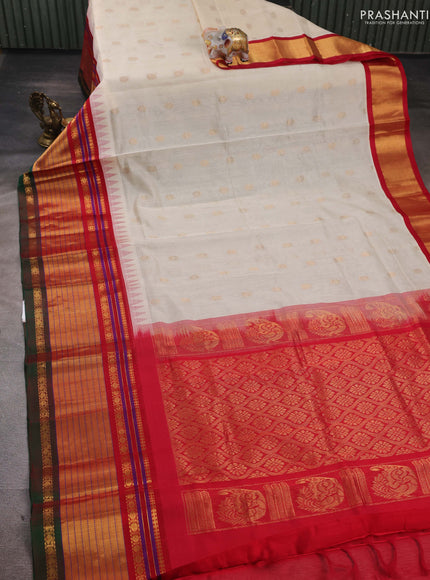 Cream Silk Cotton Kuppadam - Ganga Jamuna