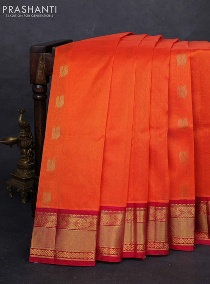 Orange & Pink Silk Cotton Kuppadam - Buttas