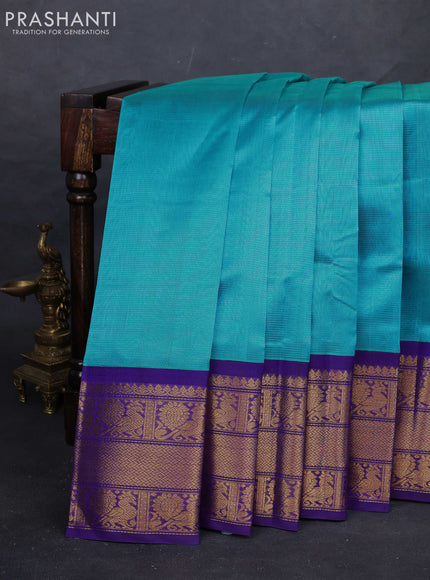 Cs Blue & Violet Silk Cotton Saree - Kuppadam