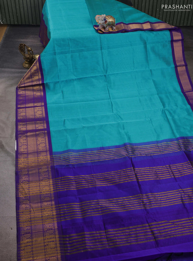 Cs Blue & Violet Silk Cotton Saree - Kuppadam