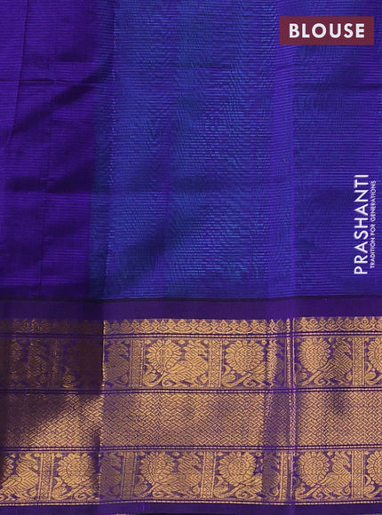 Cs Blue & Violet Silk Cotton Saree - Kuppadam