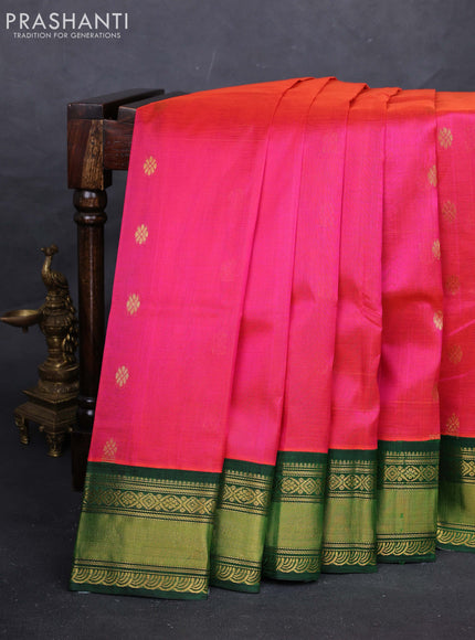 Pink & Green Silk Cotton Kuppadam - Buttas