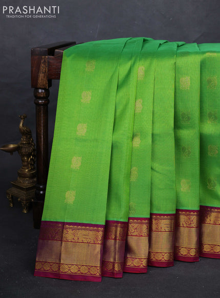 Green & Purple Silk Cotton Kuppadam - Buttas