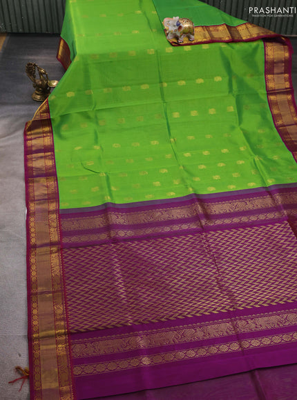Green & Purple Silk Cotton Kuppadam - Buttas