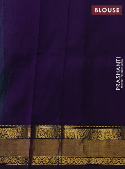 Teal Blue & Violet Silk Cotton Kuppadam - Buttas