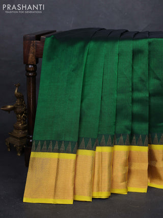 Green & Yellow Silk Cotton Saree - Kuppadam