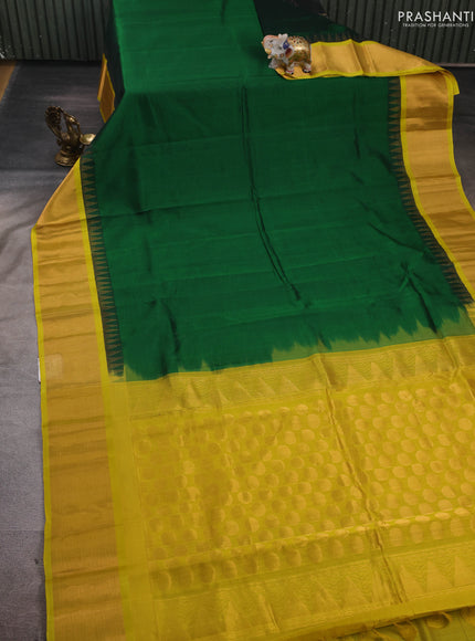 Green & Yellow Silk Cotton Saree - Kuppadam