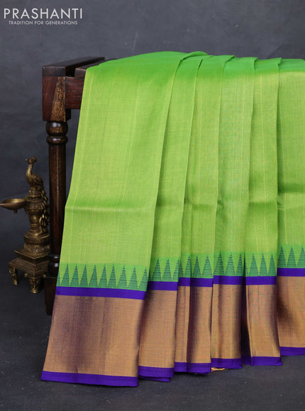Green & Violet Silk Cotton Saree - Kuppadam