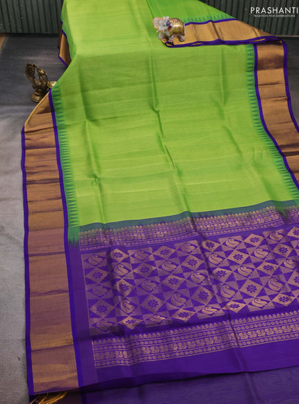 Green & Violet Silk Cotton Saree - Kuppadam