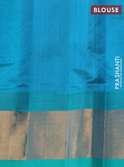 Purple & Teal Green Silk Cotton Saree - Kuppadam