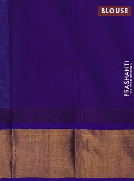 Teal Green & Violet Silk Cotton Saree - Kuppadam