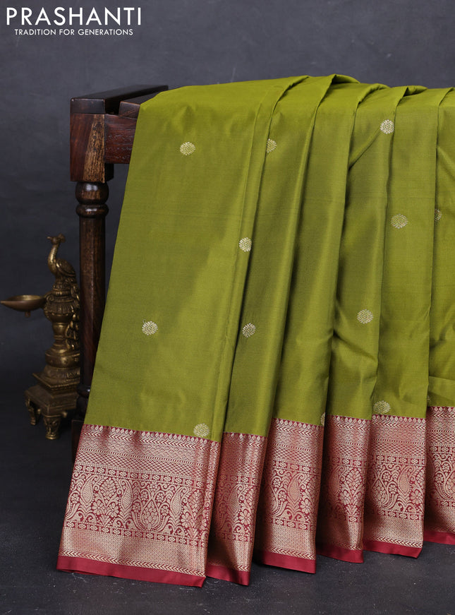 Green & Maroon Bangalori Silk - Buttas