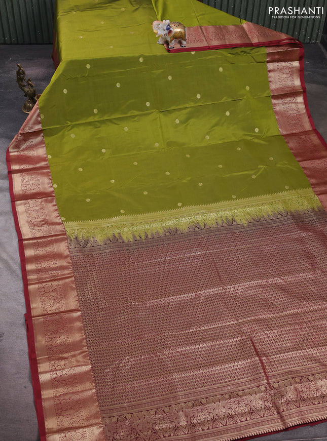 Green & Maroon Bangalori Silk - Buttas