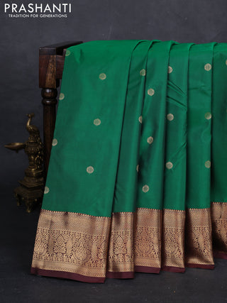 Green & Coffee Brown Bangalori Silk - Buttas