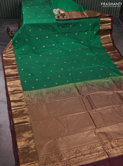 Green & Coffee Brown Bangalori Silk - Buttas